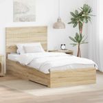 Casa si Gradina - Mobilier - Paturi si accesorii - Paturi - Cadru de pat cu sertar Stejar Sonoma 100 x 200 cm Lemn compozit - Infinity.ro