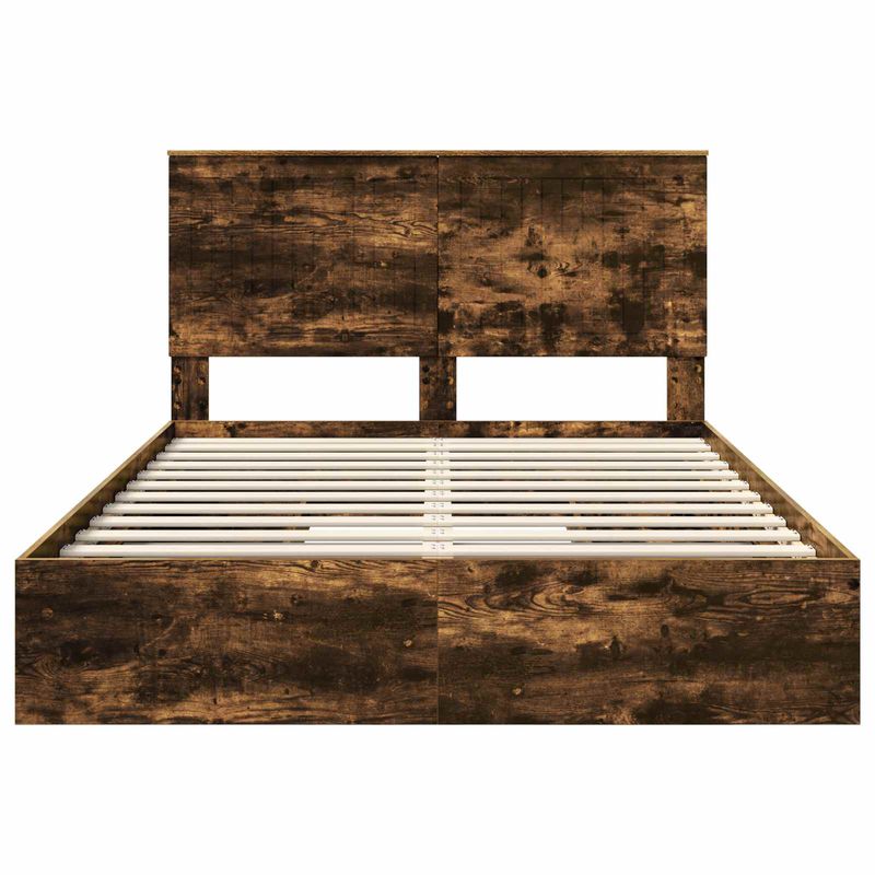 Casa si Gradina - Mobilier - Paturi si accesorii - Paturi - Pat cu storage Stejar fumuriu 135 x 190 cm Lemn compozit - Infinity.ro