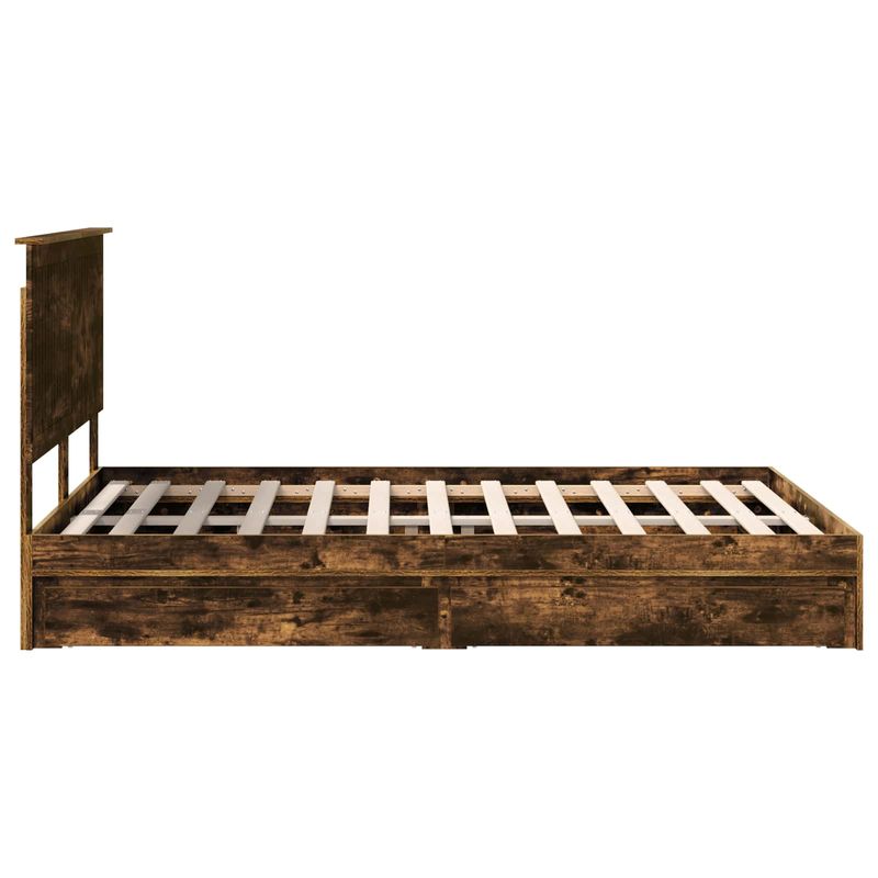 Casa si Gradina - Mobilier - Paturi si accesorii - Paturi - Pat cu storage Stejar fumuriu 135 x 190 cm Lemn compozit - Infinity.ro