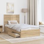Casa si Gradina - Mobilier - Paturi si accesorii - Paturi - Cadru de pat cu sertar Stejar Sonoma 100 x 200 cm Lemn compozit - Infinity.ro