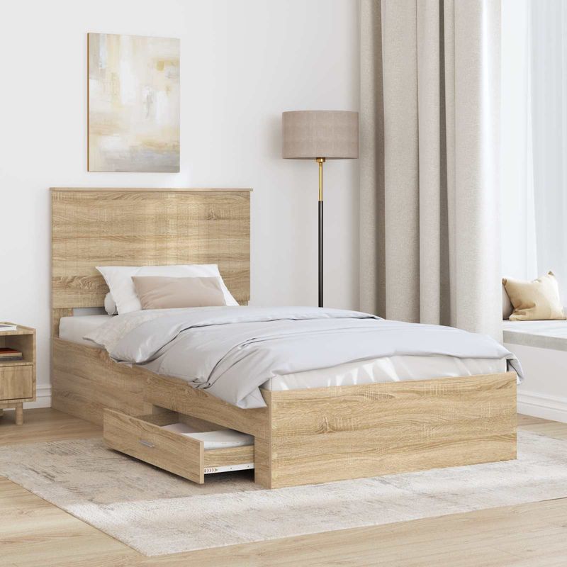 Casa si Gradina - Mobilier - Paturi si accesorii - Paturi - Cadru de pat cu sertar Stejar Sonoma 100 x 200 cm Lemn compozit - Infinity.ro