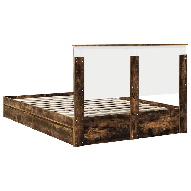 Casa si Gradina - Mobilier - Paturi si accesorii - Paturi - Pat cu storage Stejar fumuriu 135 x 190 cm Lemn compozit - Infinity.ro