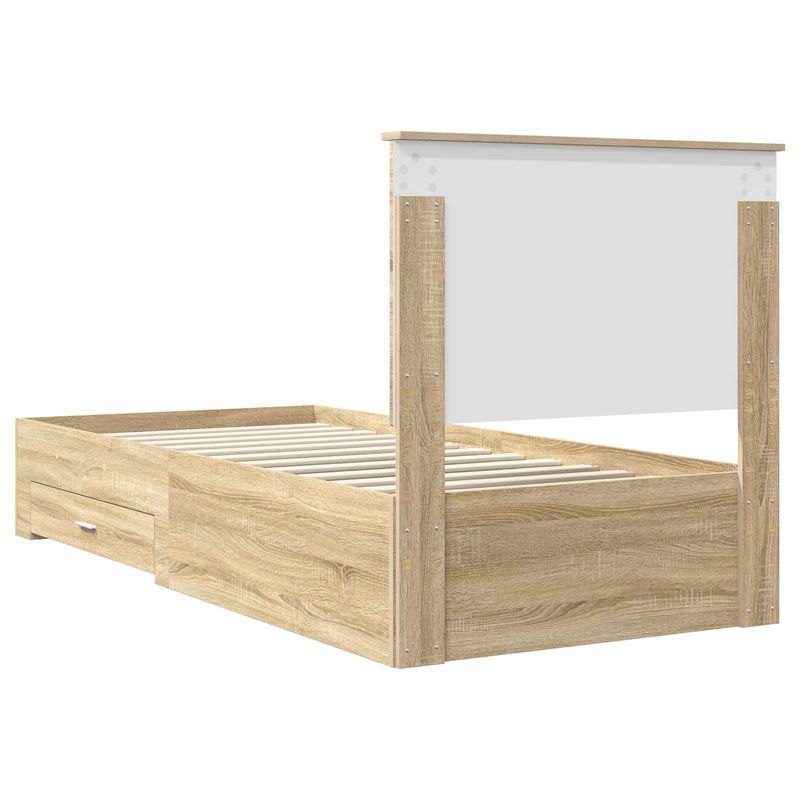 Casa si Gradina - Mobilier - Paturi si accesorii - Paturi - Cadru de pat cu sertar Stejar Sonoma 90 x 190 cm Lemn compozit - Infinity.ro