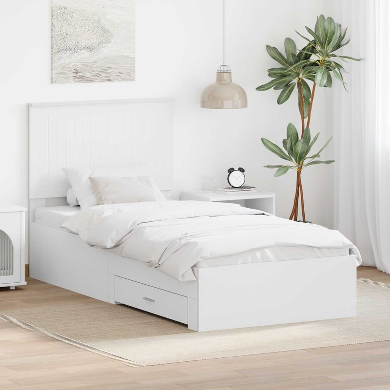 Casa si Gradina - Mobilier - Paturi si accesorii - Paturi - Cadru de pat cu headboard Alb 90 x 190 cm Lemn compozit - Infinity.ro