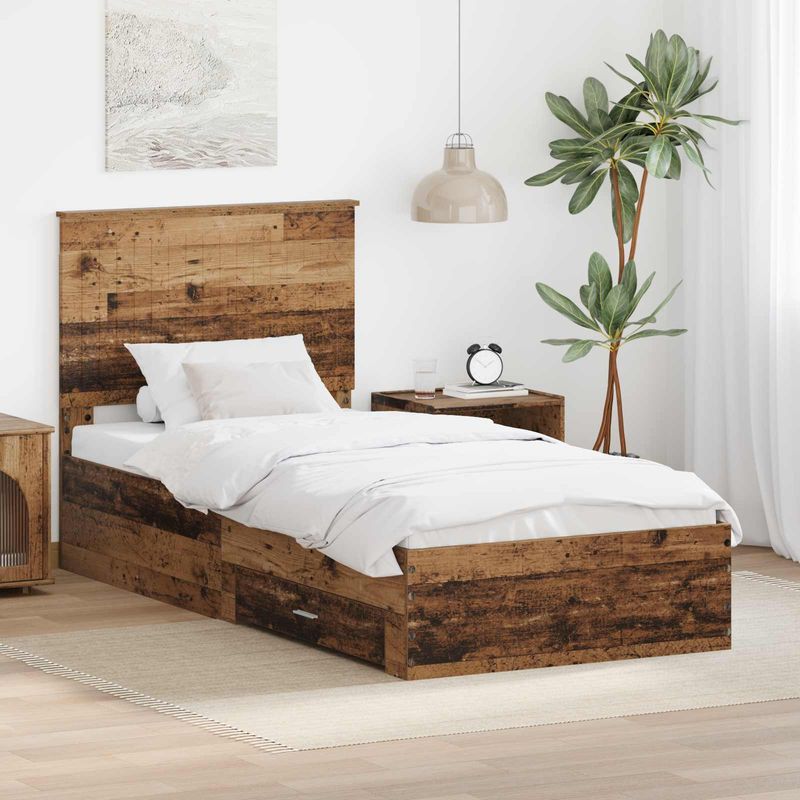 Casa si Gradina - Mobilier - Paturi si accesorii - Paturi - Cadru de pat cu headboard Lemn vechi 90 x 190 cm Lemn compozit - Infinity.ro