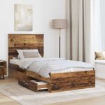 Casa si Gradina - Mobilier - Paturi si accesorii - Paturi - Cadru de pat cu headboard Lemn vechi 90 x 190 cm Lemn compozit - Infinity.ro