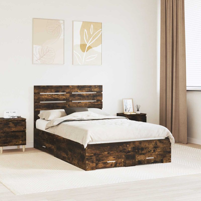 Casa si Gradina - Mobilier - Paturi si accesorii - Paturi - Cadru de pat cu sertar cu headboard cu depozitare Lemn compozit - Infinity.ro
