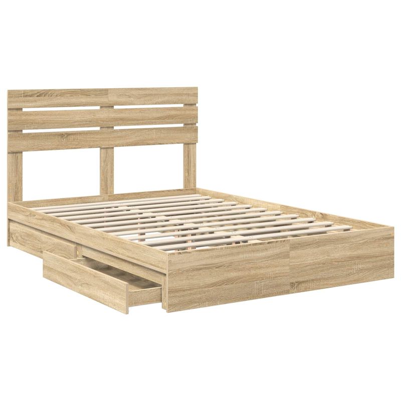 Casa si Gradina - Mobilier - Paturi si accesorii - Paturi - Pat cu storage Stejar Sonoma 140 x 190 cm Lemn compozit - Infinity.ro