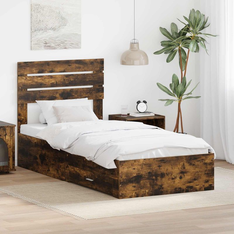 Casa si Gradina - Mobilier - Paturi si accesorii - Paturi - Cadru de pat cu sertar cu headboard cu depozitare Lemn compozit - Infinity.ro