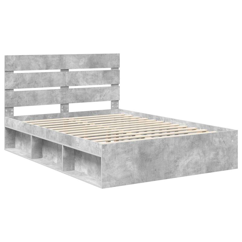 Casa si Gradina - Mobilier - Paturi si accesorii - Paturi - Cadru de pat cu headboard Beton 160 x 200 cm Lemn de pin masiv - Infinity.ro