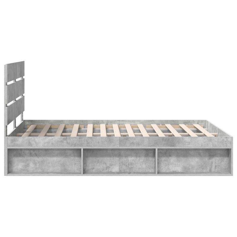 Casa si Gradina - Mobilier - Paturi si accesorii - Paturi - Cadru de pat cu headboard Beton 160 x 200 cm Lemn de pin masiv - Infinity.ro