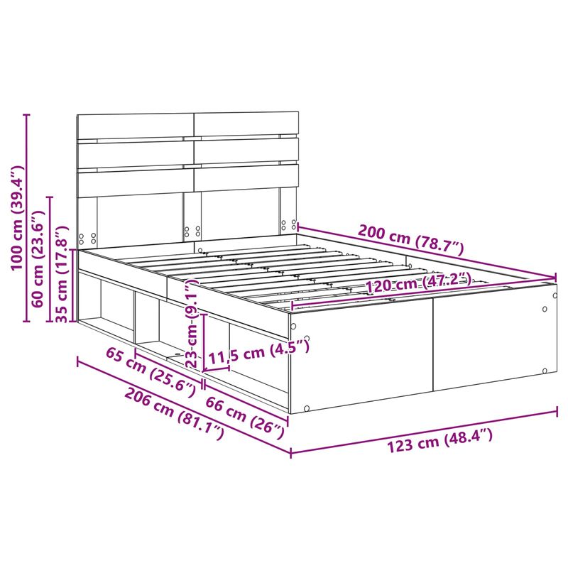 Casa si Gradina - Mobilier - Paturi si accesorii - Paturi - Cadru de pat Lemn vechi 120 x 200 cm Lemn de pin masiv - Infinity.ro