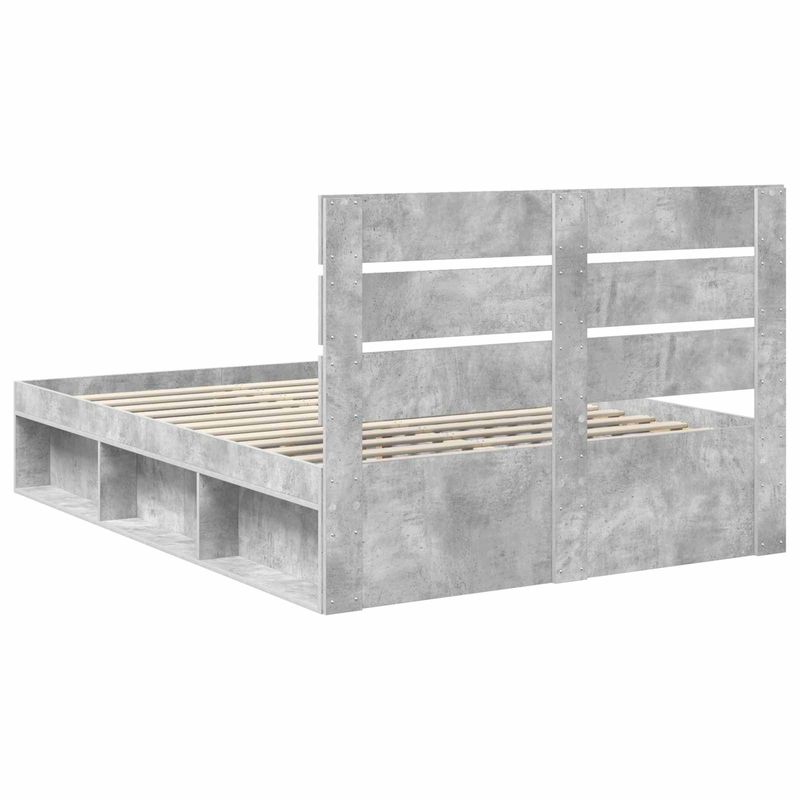 Casa si Gradina - Mobilier - Paturi si accesorii - Paturi - Cadru de pat cu headboard Beton 160 x 200 cm Lemn de pin masiv - Infinity.ro