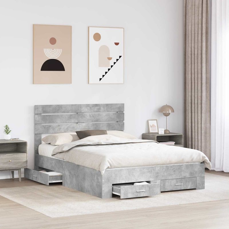 Casa si Gradina - Mobilier - Paturi si accesorii - Paturi - Cadru de pat cu sertar cu headboard cu depozitare Lemn compozit - Infinity.ro