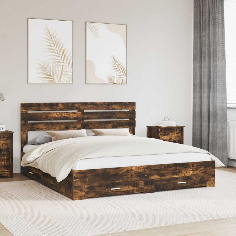 Casa si Gradina - Mobilier - Paturi si accesorii - Paturi - Cadru de pat cu sertar cu headboard cu depozitare Lemn compozit - Infinity.ro