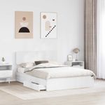 Casa si Gradina - Mobilier - Paturi si accesorii - Paturi - Pat cu storage cu headboard Alb 140 x 200 cm Lemn compozit - Infinity.ro