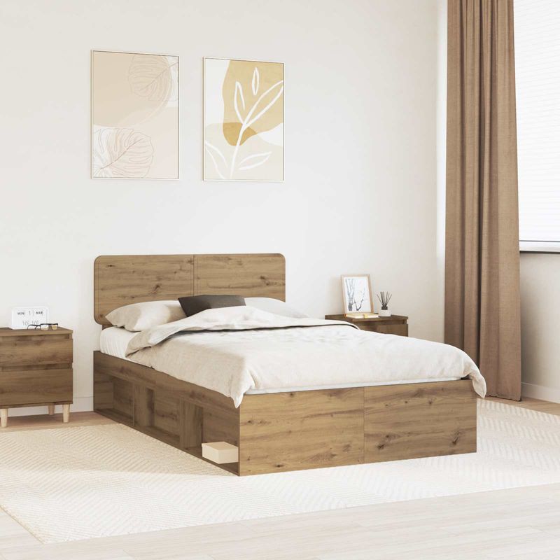Casa si Gradina - Mobilier - Paturi si accesorii - Paturi - Cadru de pat Stejar artizanal 120 x 200 cm Lemn de pin masiv - Infinity.ro
