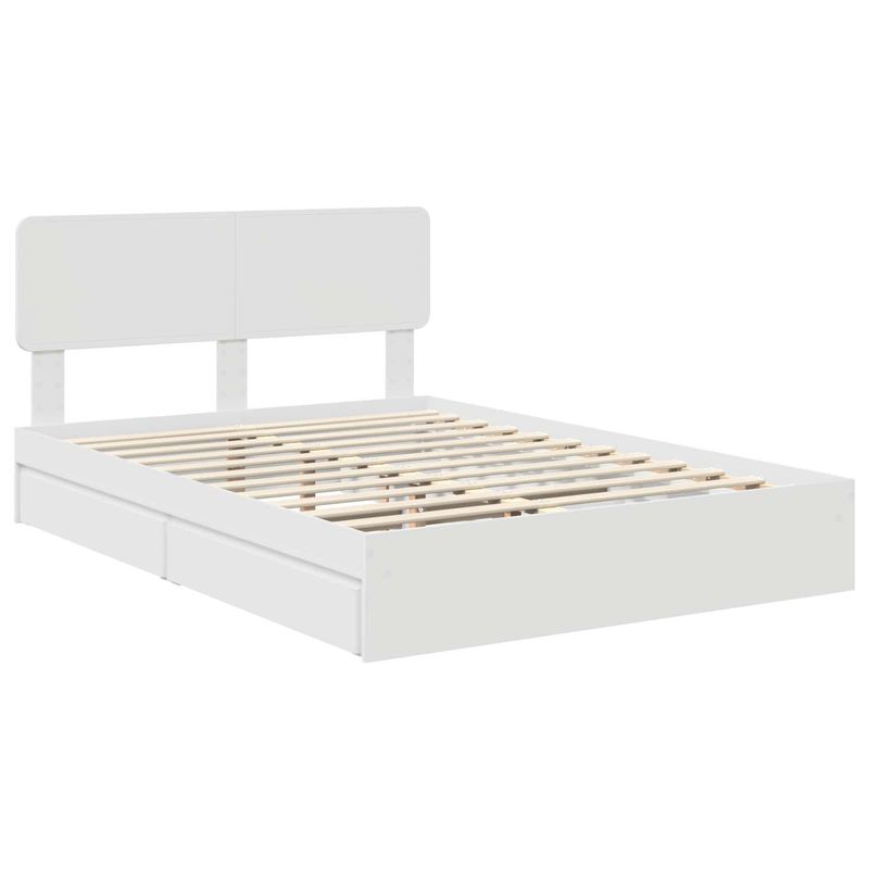Casa si Gradina - Mobilier - Paturi si accesorii - Paturi - Pat cu storage cu headboard Alb 140 x 200 cm Lemn compozit - Infinity.ro