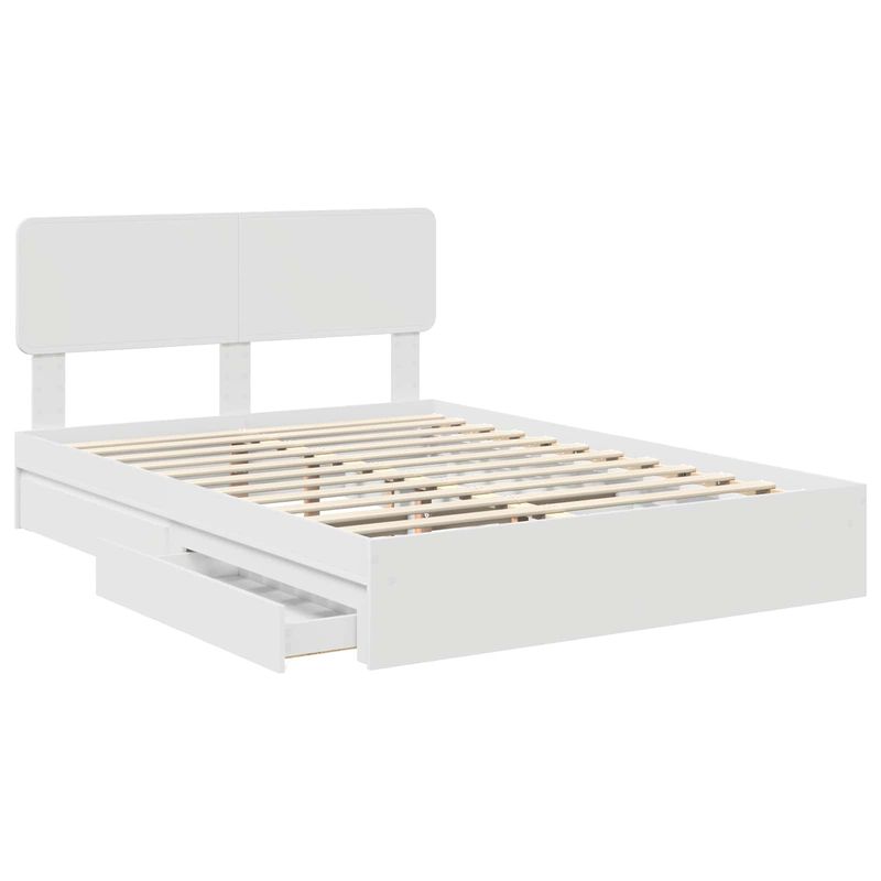 Casa si Gradina - Mobilier - Paturi si accesorii - Paturi - Pat cu storage cu headboard Alb 140 x 200 cm Lemn compozit - Infinity.ro
