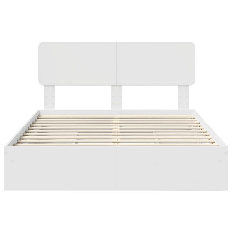 Casa si Gradina - Mobilier - Paturi si accesorii - Paturi - Pat cu storage cu headboard Alb 140 x 200 cm Lemn compozit - Infinity.ro
