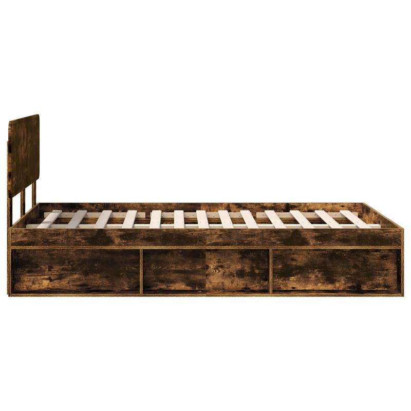 Casa si Gradina - Mobilier - Paturi si accesorii - Paturi - Cadru de pat Stejar fumuriu 120 x 200 cm Lemn de pin masiv - Infinity.ro