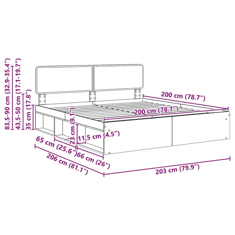 Casa si Gradina - Mobilier - Paturi si accesorii - Paturi - Cadru de pat cu headboard Sonoma 200 x 200 cm Lemn de pin masiv - Infinity.ro