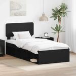Casa si Gradina - Mobilier - Paturi si accesorii - Paturi - Cadru de pat cu headboard Negru 90 x 200 cm Lemn de pin masiv - Infinity.ro
