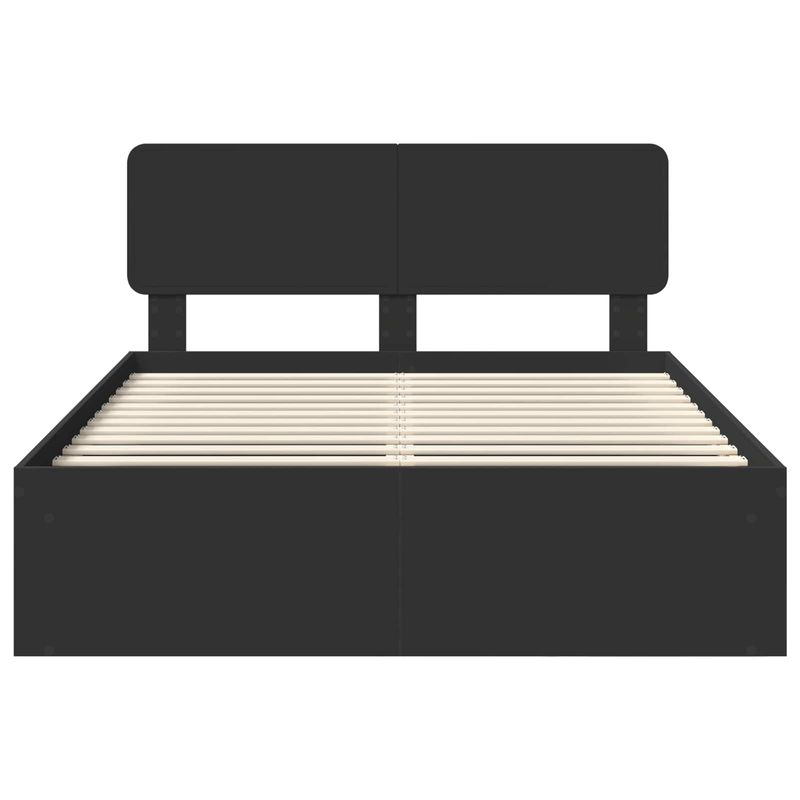 Casa si Gradina - Mobilier - Paturi si accesorii - Paturi - Cadru de pat cu headboard Negru 160 x 200 cm Lemn de pin masiv - Infinity.ro