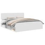 Casa si Gradina - Mobilier - Paturi si accesorii - Paturi - Cadru de pat cu headboard Alb 180 x 200 cm Lemn de pin masiv - Infinity.ro