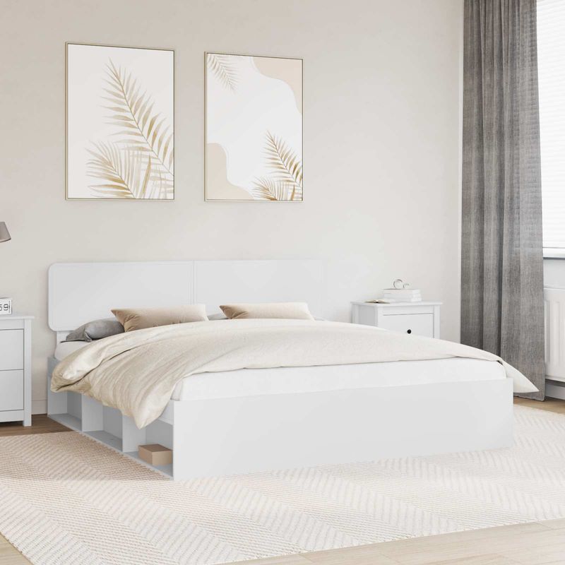 Casa si Gradina - Mobilier - Paturi si accesorii - Paturi - Cadru de pat cu headboard Alb 180 x 200 cm Lemn de pin masiv - Infinity.ro
