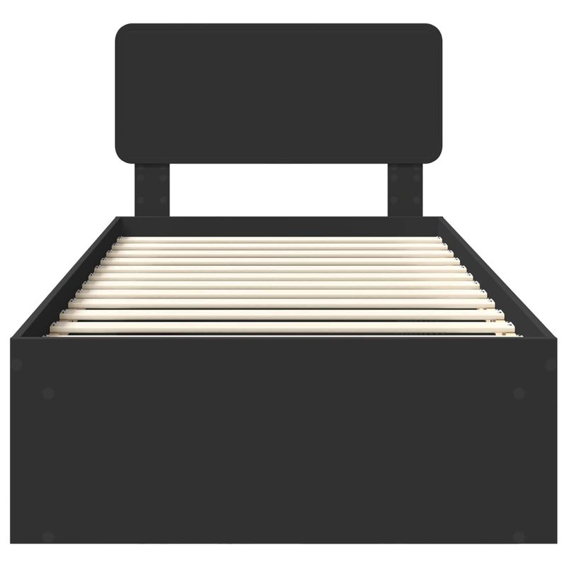 Casa si Gradina - Mobilier - Paturi si accesorii - Paturi - Cadru de pat cu headboard Negru 90 x 200 cm Lemn de pin masiv - Infinity.ro