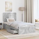 Casa si Gradina - Mobilier - Paturi si accesorii - Paturi - Cadru de pat cu sertar Gri din beton 100 x 200 cm Lemn compozit - Infinity.ro