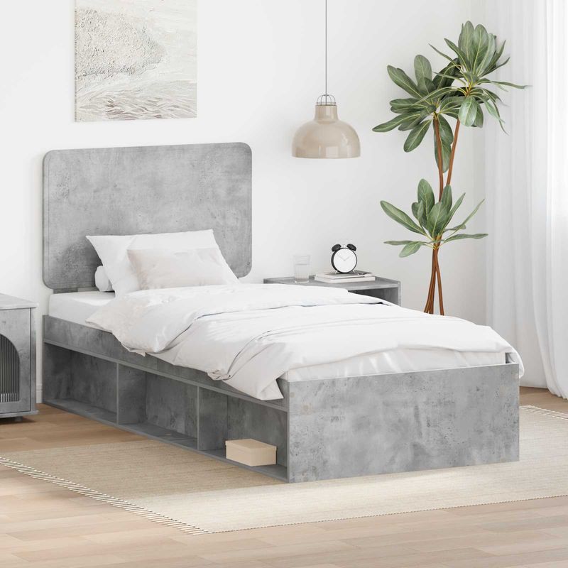 Casa si Gradina - Mobilier - Paturi si accesorii - Paturi - Cadru de pat Gri Concret 100 x 200 cm Lemn de pin masiv - Infinity.ro