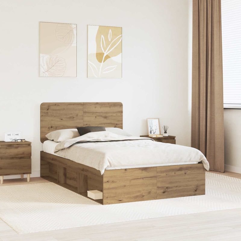 Casa si Gradina - Mobilier - Paturi si accesorii - Paturi - Cadru de pat Stejar artizanal 120 x 200 cm Lemn de pin masiv - Infinity.ro