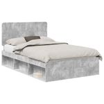 Casa si Gradina - Mobilier - Paturi si accesorii - Paturi - Cadru de pat Gri Concret 135 x 190 cm Lemn de pin masiv - Infinity.ro