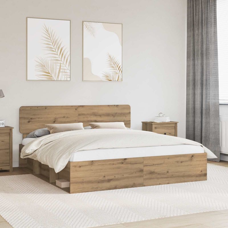 Casa si Gradina - Mobilier - Paturi si accesorii - Paturi - Cadru de pat Stejar artizanal 180 x 200 cm Lemn de pin masiv - Infinity.ro
