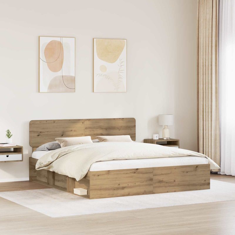 Casa si Gradina - Mobilier - Paturi si accesorii - Paturi - Cadru de pat Stejar artizanal 180 x 200 cm Lemn de pin masiv - Infinity.ro