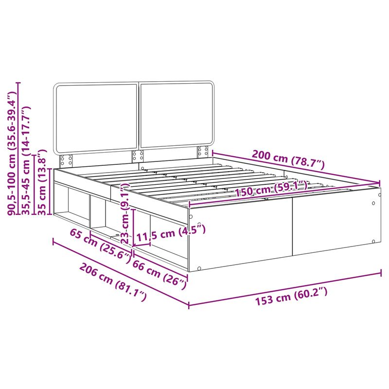 Casa si Gradina - Mobilier - Paturi si accesorii - Paturi - Cadru de pat Stejar artizanal 150 x 200 cm Lemn de pin masiv - Infinity.ro