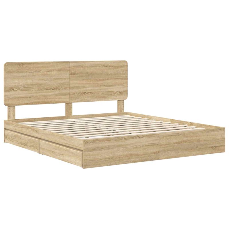 Casa si Gradina - Mobilier - Paturi si accesorii - Paturi - Pat cu storage Stejar Sonoma 180 x 200 cm Lemn compozit - Infinity.ro