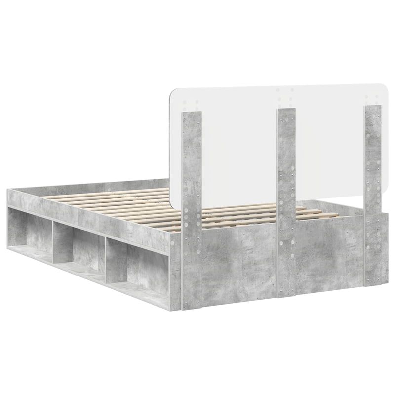 Casa si Gradina - Mobilier - Paturi si accesorii - Paturi - Cadru de pat Gri Concret 135 x 190 cm Lemn de pin masiv - Infinity.ro