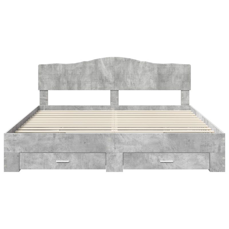 Casa si Gradina - Mobilier - Paturi si accesorii - Paturi - Cadru de pat cu sertar Gri din beton 200 x 200 cm Lemn compozit - Infinity.ro