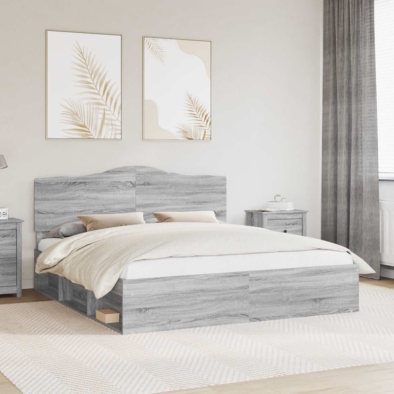 Casa si Gradina - Mobilier - Paturi si accesorii - Paturi - Cadru de pat Gri Sonoma 180 x 200 cm Lemn de pin masiv - Infinity.ro