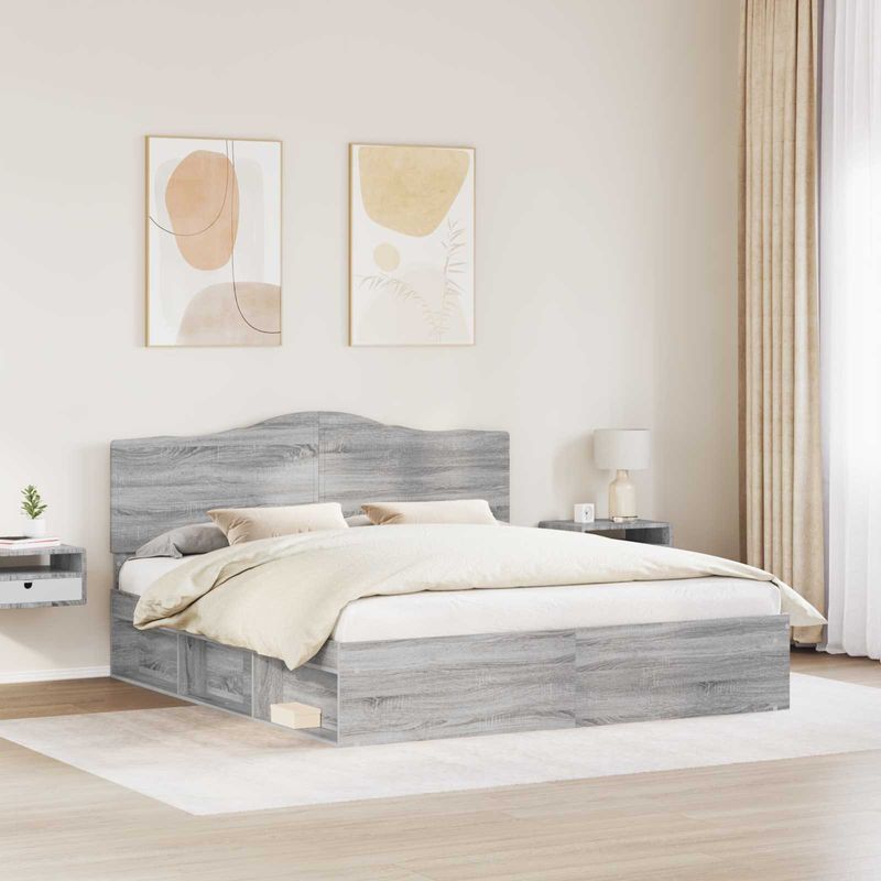Casa si Gradina - Mobilier - Paturi si accesorii - Paturi - Cadru de pat Gri Sonoma 180 x 200 cm Lemn de pin masiv - Infinity.ro
