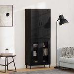 Casa si Gradina - Mobilier - Comode si corpuri - Comode - Bufet 2 pcs Stejar Negru Lemn Stratificat si Sticla - Infinity.ro