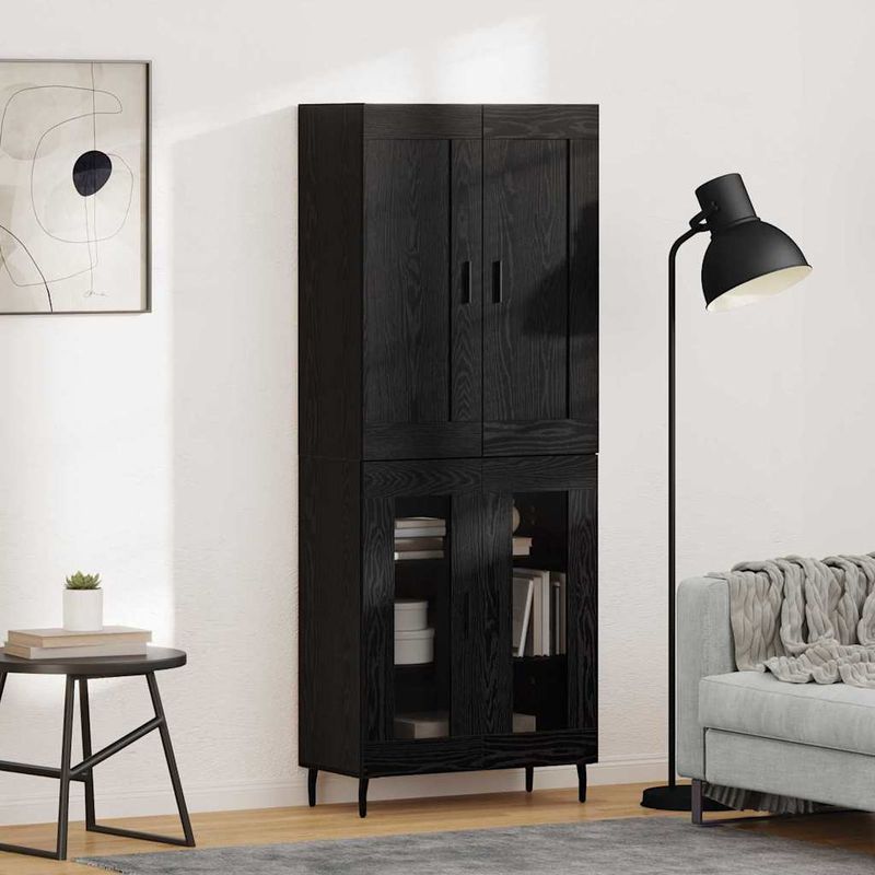 Casa si Gradina - Mobilier - Comode si corpuri - Comode - Bufet 2 pcs Stejar Negru Lemn Stratificat si Sticla - Infinity.ro