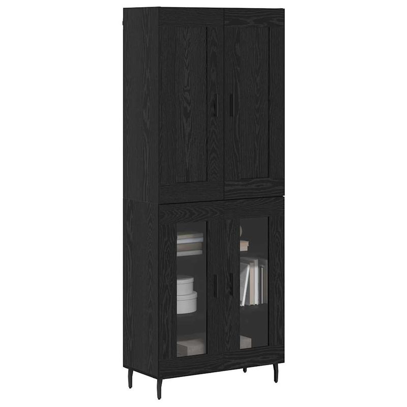 Casa si Gradina - Mobilier - Comode si corpuri - Comode - Bufet 2 pcs Stejar Negru Lemn Stratificat si Sticla - Infinity.ro