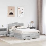 Casa si Gradina - Mobilier - Paturi si accesorii - Paturi - Cadru de pat cu sertar Gri Sonoma 120 x 190 cm Lemn compozit - Infinity.ro
