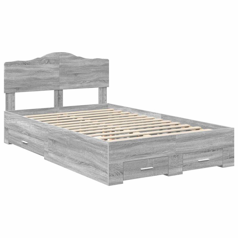 Casa si Gradina - Mobilier - Paturi si accesorii - Paturi - Cadru de pat cu sertar Gri Sonoma 120 x 190 cm Lemn compozit - Infinity.ro