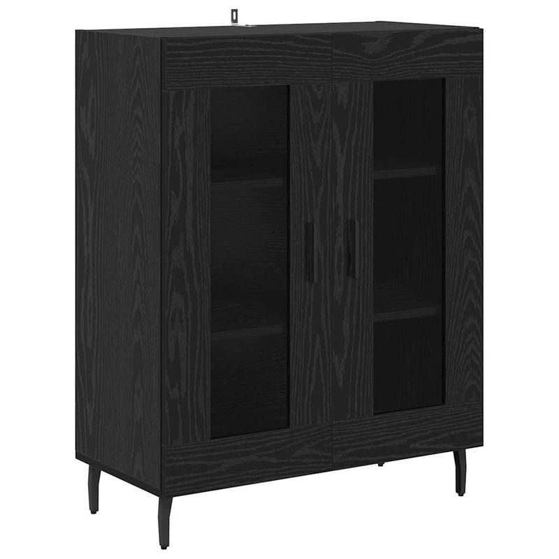 Casa si Gradina - Mobilier - Comode si corpuri - Comode - Bufet 2 pcs Stejar Negru Lemn Stratificat si Sticla - Infinity.ro
