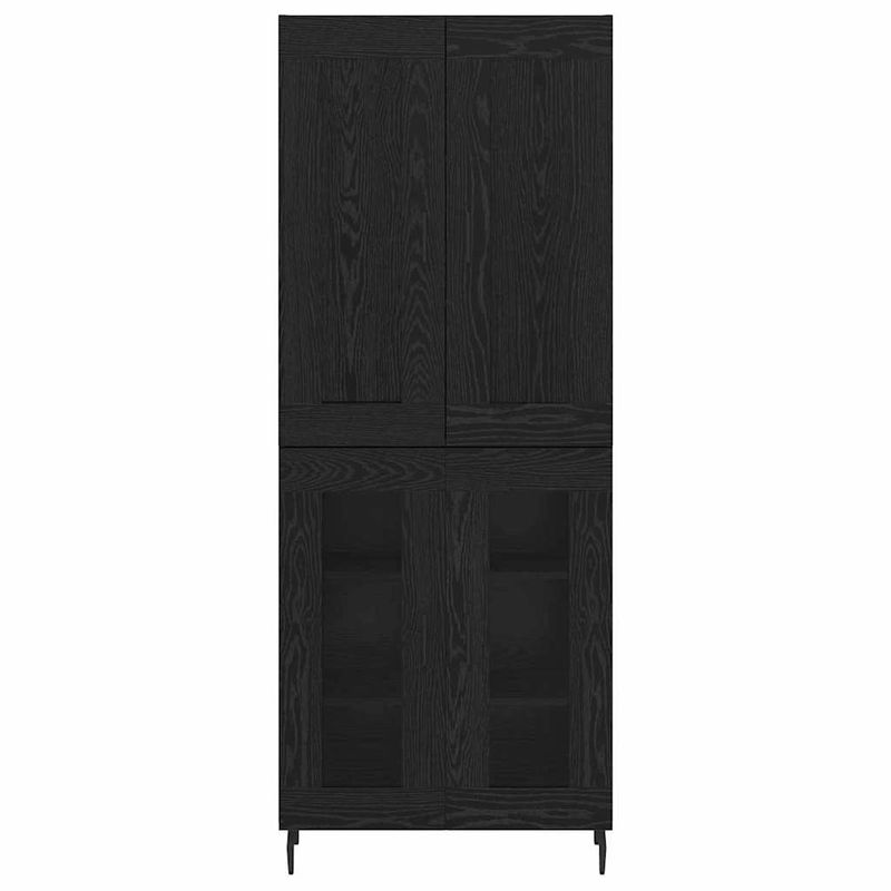 Casa si Gradina - Mobilier - Comode si corpuri - Comode - Bufet 2 pcs Stejar Negru Lemn Stratificat si Sticla - Infinity.ro